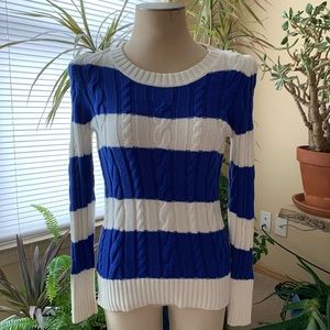 J-Crew royal blue and white stripped knit sweater